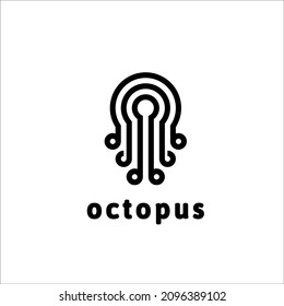 six tentacle octopus logo design