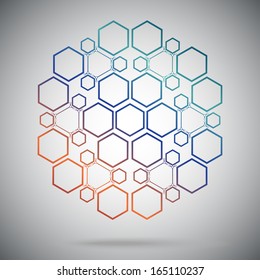 six ternary compounds in the form of a sphere. vector graphics. gradient.