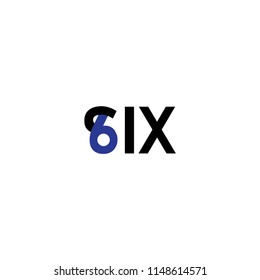 six text logo vector template. Number logo text element