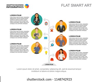 Six tree elements process chart template for presentation. Business data visualization. Team, insurance, management or marketing creative concept for infographic, report, project layout.