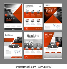 Six trendy brochures templates with photo, text and map. 