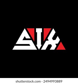 SIX triangle letter logo design with triangle shape. SIX triangle logo design monogram. SIX triangle vector logo template with red color. SIX triangular logo Simple, Elegant, and Luxurious design.