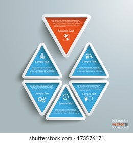 Six triangles on the grey background. Eps 10 vector file.