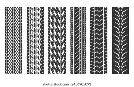 Six types of car protectors. Black prints on a white background. Vector set