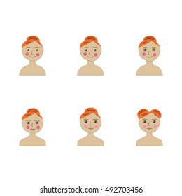 six types of cartoon girls. faces