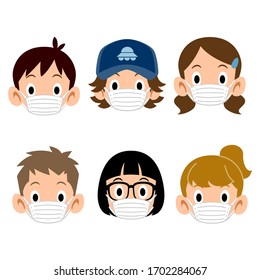 Seis tipos de caras infantiles con máscaras