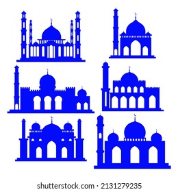 six types of islamic mosque sillhoutte