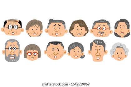 Six types of senior couple expressions
