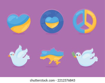six ukraine no war icons
