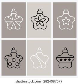 Six unique starshaped light bulb icons featuring various decorative patterns on transparent background