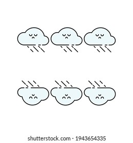 Six upside down rain cloud Illustration, wallpaper, lockscreen, pattern. modern simple vector icon, flat graphic symbol in trendy flat design style.
