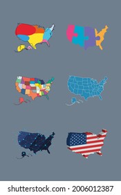 seis mapas de estados unidos