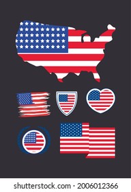 seis iconos de conjunto de marcas de usa