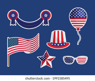 six USA independence set emblems