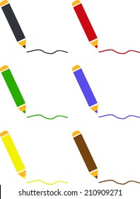 Six variants of color pencils