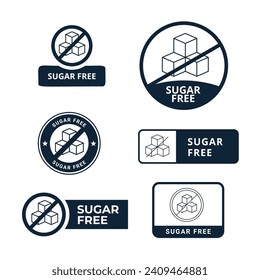 Six various label of sugar free labels. Vector illustration