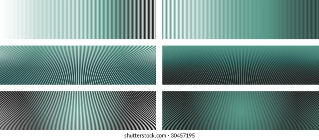 Six Vector Banners Based on Lines (editable stroke width, cropping can be slightly changed - more pattern inside clipping path)