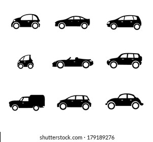 Six vector car shapes