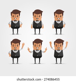 Six Vector Cartoon Boys in Different Poses