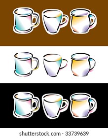 Six vector coffee cups
