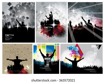 Six vector illustration of party