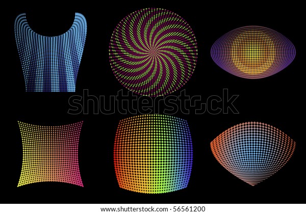 Vektor Stok Six Vector Illustrations Kinetic Objects Creating (Tanpa ...