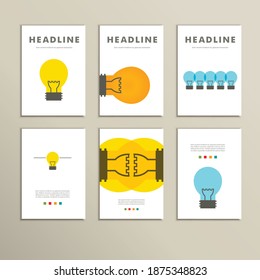 Six vector line patterns brochures with lights