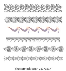 Six vector ornamental seamless pattern stripes.