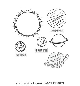 Seis planetas vectores del sistema solar