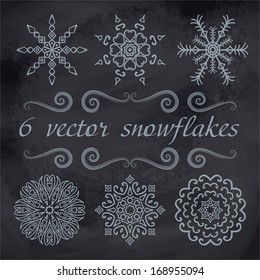 Six Vector Snowflakes, chalkboard designs