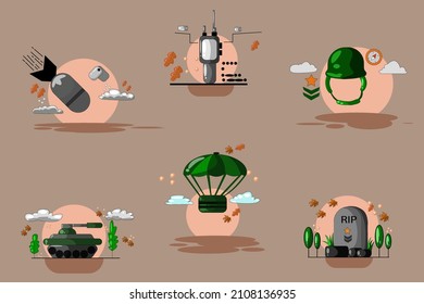 Six veteran icon design illustration