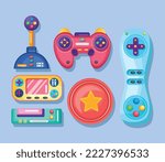 six video game set icons