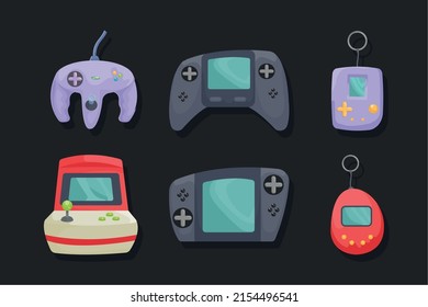 six video game set icons