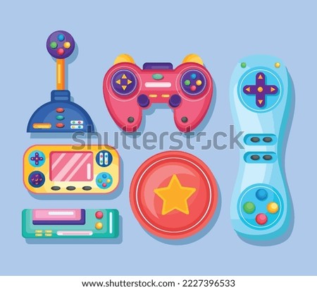 six video game set icons
