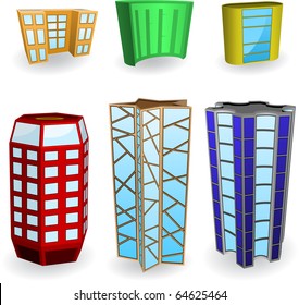 Six volume custom made business buildings