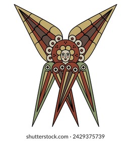 Six Winged Seraphim. Christian angel or cherub. Medieval illuminated manuscript design. Isolated vector illustration.