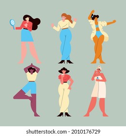 six women self care characters