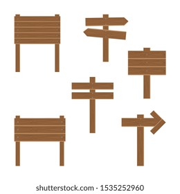 six wooden signs isolated. vector illustration