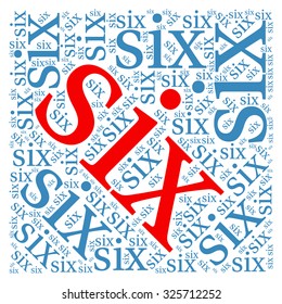 Six word cloud on a white background.