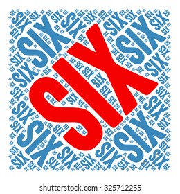 Six word cloud on a white background.