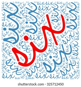Six word cloud on a white background.