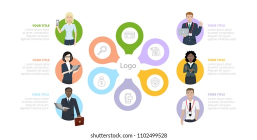 Six Workers Team Slide Infographic
