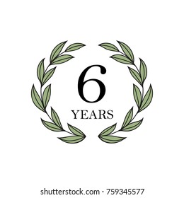 Six year anniversary with floral laurel wreath