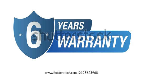 six year\
warranty vector icon. 6 year\
warranty