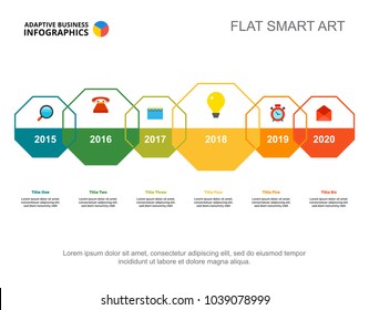 Six years process chart slide template. Business data. Strategy, timeline, design. Creative concept for infographic, project. Can be used for topics like consulting, economics, research.