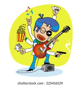 six-armed guitarist