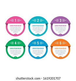 six-color information template. round infographic template. business information template