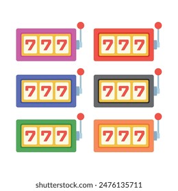 Six-color set of illustrations of Japanese-style slot machines.