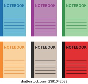 Six-color set of simple notebook illustrations