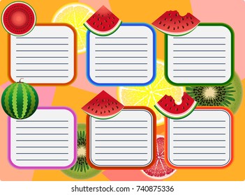 a six-day schedule with slices of watermelon on the background of citrus fruits